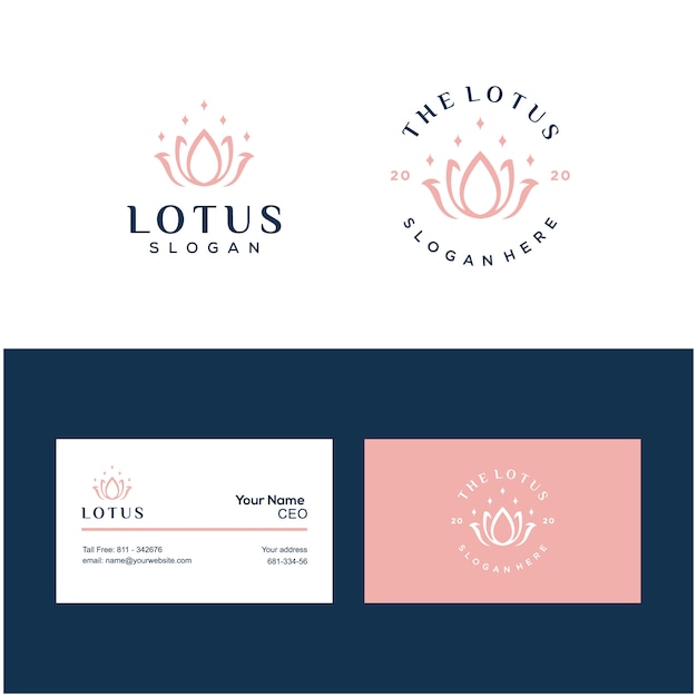 Vetor logotipo da flor de lótus e cartão de visita