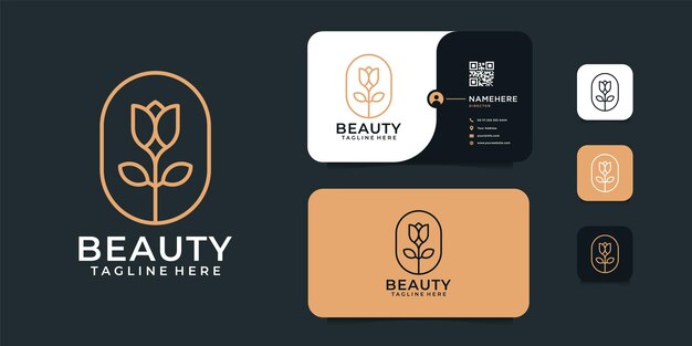 Logotipo da flor dourada da beleza