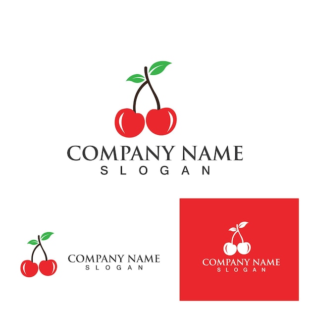 Logotipo da fruta vermelha cery e vetor de símbolo