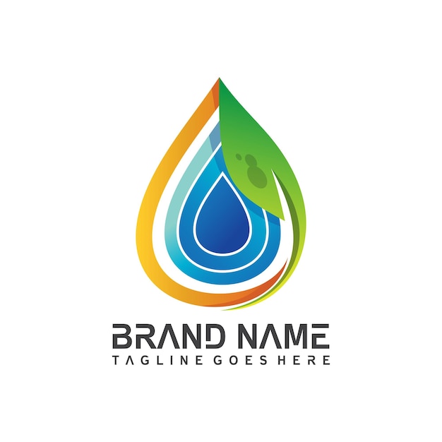 Logotipo da gota d'água e da natureza da folha