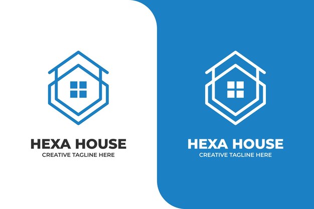 Logotipo da hexagon building house monoline