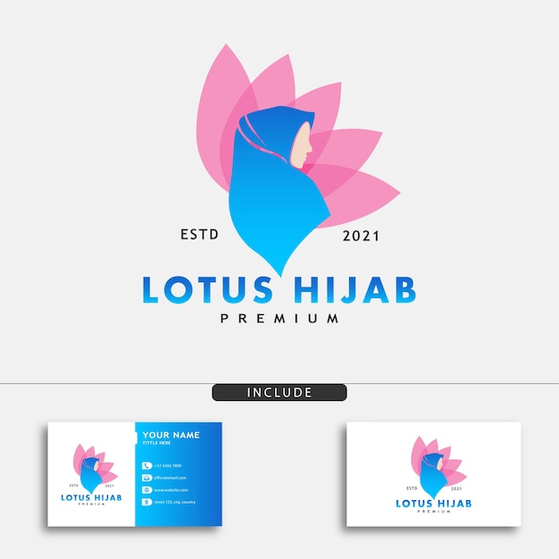 Logotipo da hijab com design de flor de lótus para sua marca