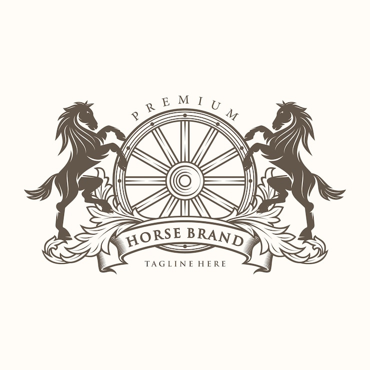 Vetor logotipo da ilustração da marca do cavalo vintage