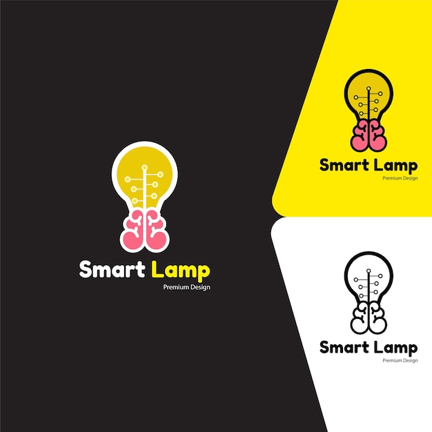 Vetor logótipo da lâmpada inteligente com várias opções de cores