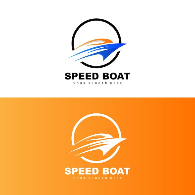 Vetor logotipo da lancha rápida navio de carga vector design de veleiro para empresa de fabricação de navios transporte marítimo de veículos marítimos