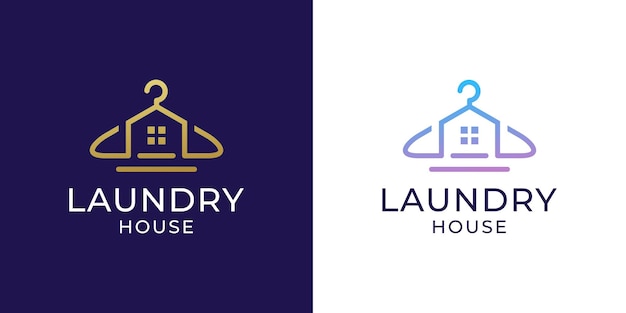 Logotipo da lavanderia com design de cabide