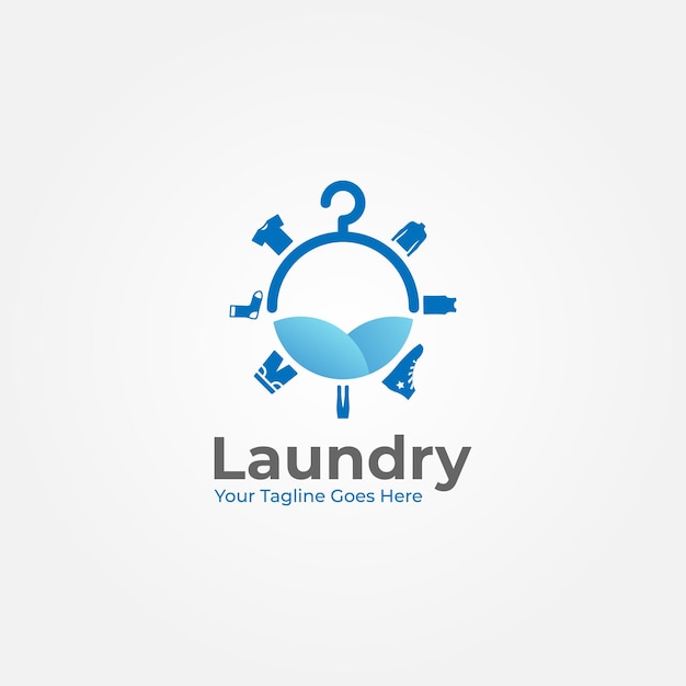 Vetor logotipo da lavanderia vector design gráfico e ícone de roupas