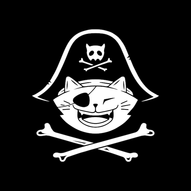 Vetor logotipo da lenda do pirata do gato feliz