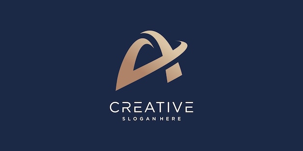 Logotipo da letra a com conceito criativo dourado vetor premium