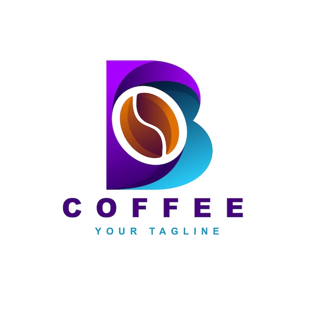 Logotipo da letra b com bebidas e o conceito de café.