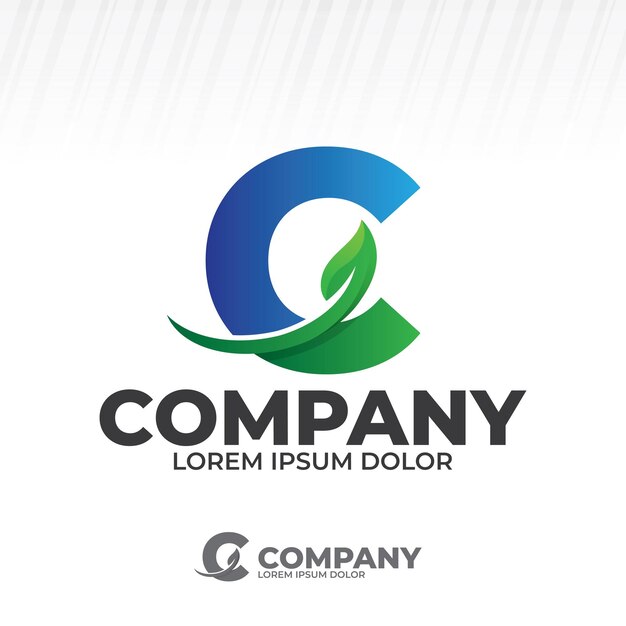 Logotipo da letra C com ilustração de folha verde Deixa o conjunto de vetores de ícones isolado no fundo branco