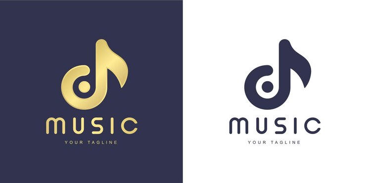 Vetor logotipo da letra d minimalista com conceito de "música" e "canto"