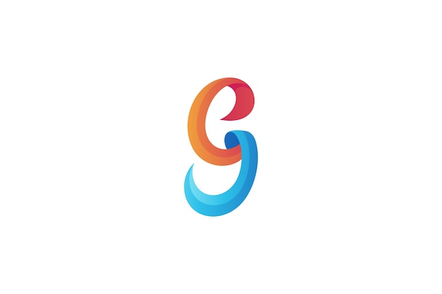 Logotipo da letra g com cores de gradiente laranja e azul em um design moderno