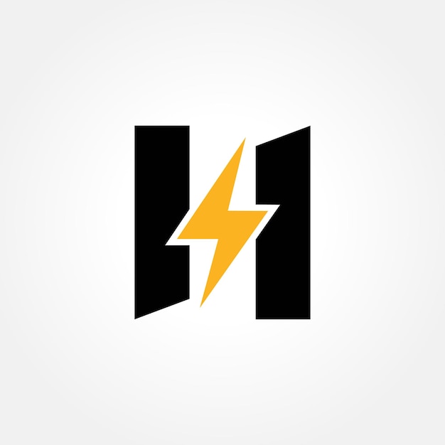 Logotipo da letra H com design de vetor de raio trovão Parafuso elétrico letra H logotipo ilustração em vetor