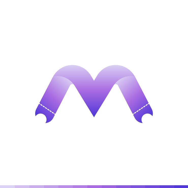 Vetor logotipo da letra m com estilo de ícone de bilhete