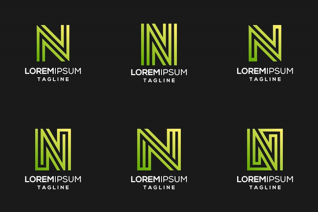 Logotipo da letra n abstrato verde com cor gradiant