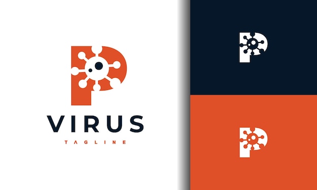 Vetor logotipo da letra p do vírus