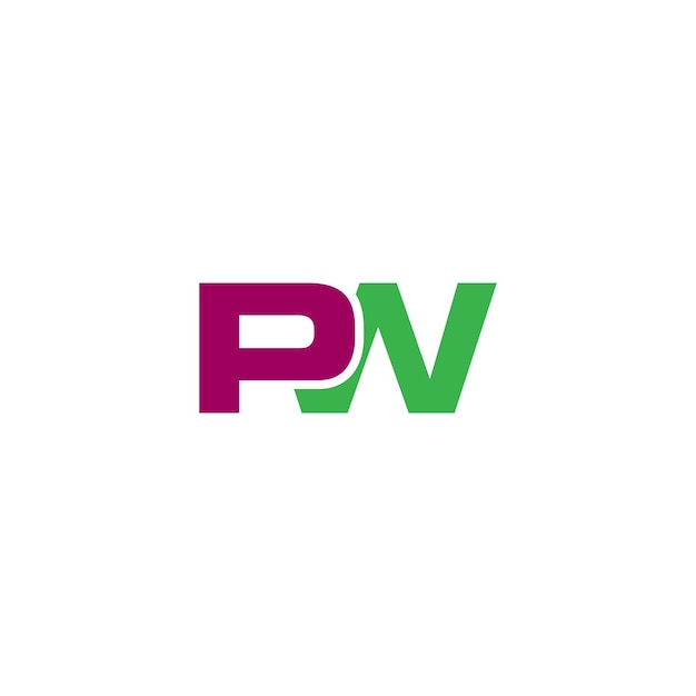 Vetor logotipo da letra pw gradiente inicial colorido