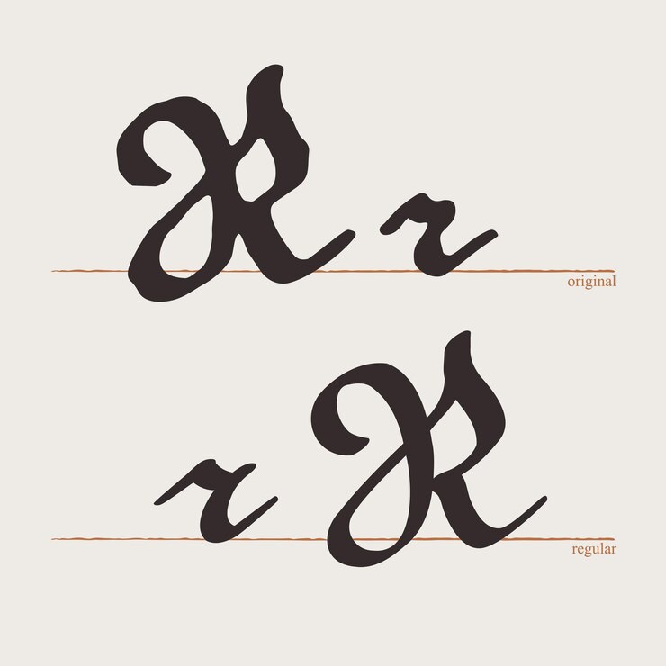 Vetor logotipo da letra r tipo de escrita medieval caligrafia original e regular set gótico da idade média