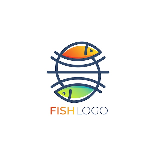 Vetor logotipo da letra s com combinação de design de peixe dois peixes com linha