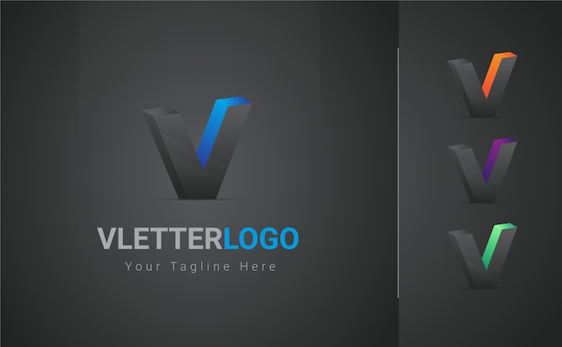 Vetor logotipo da letra v 3d