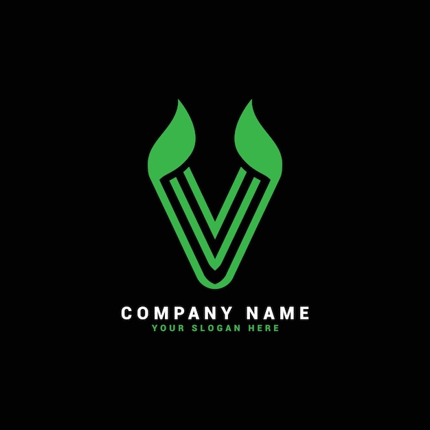 Vetor logotipo da letra v natural, logotipo da letra v com folhas, eco, botânico