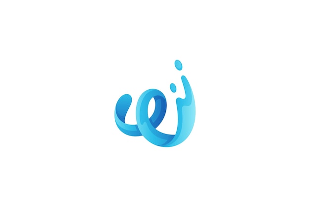 Logotipo da letra w com cor azul em forma de onda