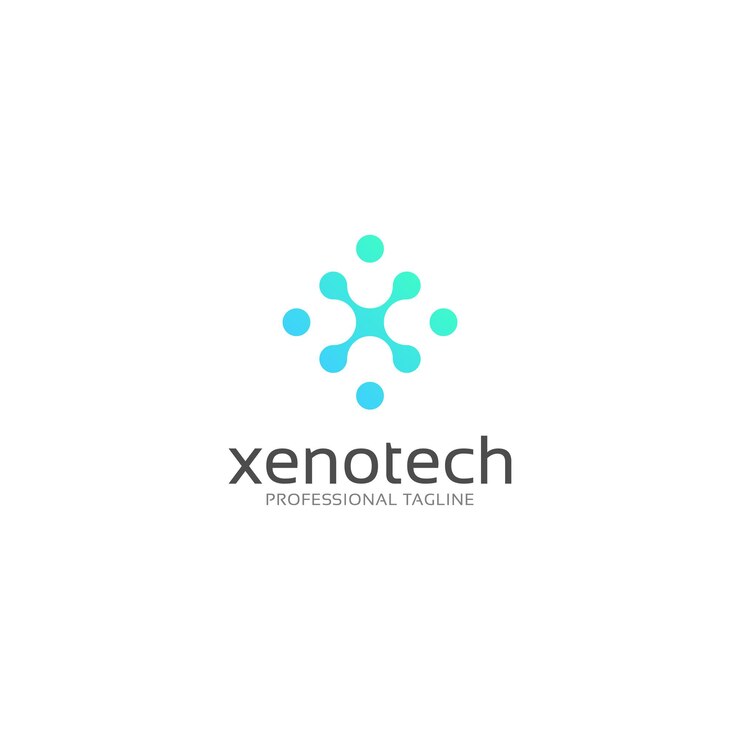 Vetor logotipo da letra x tecnologia moderna com pontos de conexão