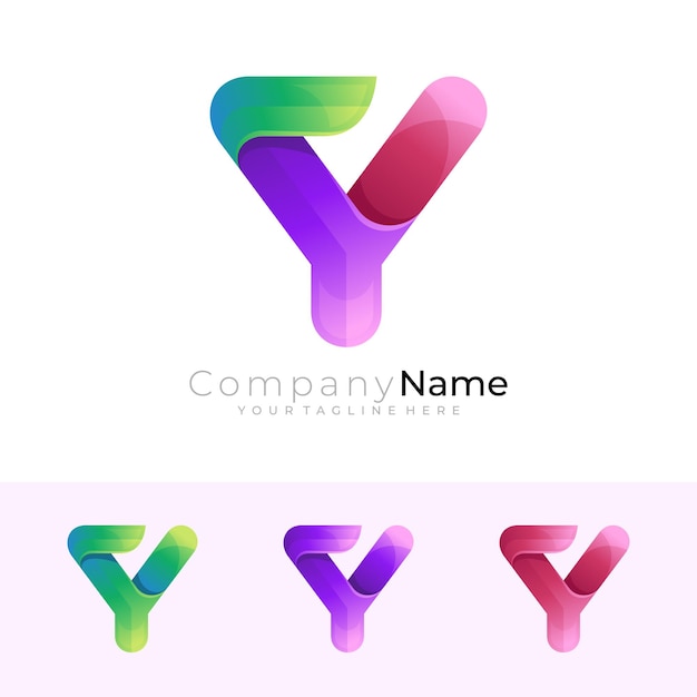 Vetor logotipo da letra y moderno com ilustração 3d design colorido. letra y