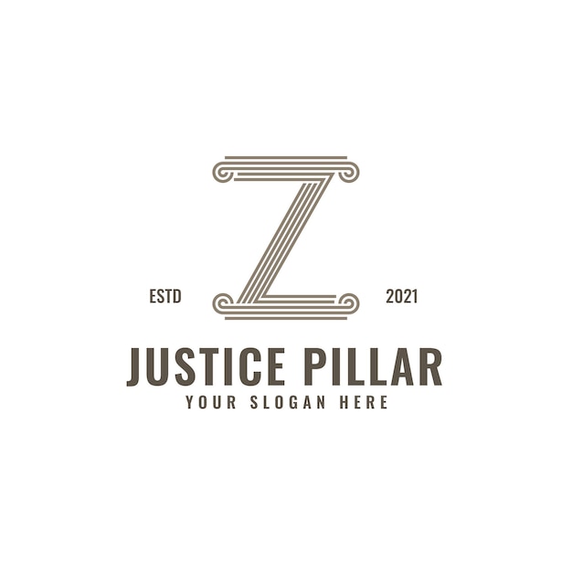 Logotipo da letra Z Lei e justiça Pilar elegante arte em linha geométrica ousada