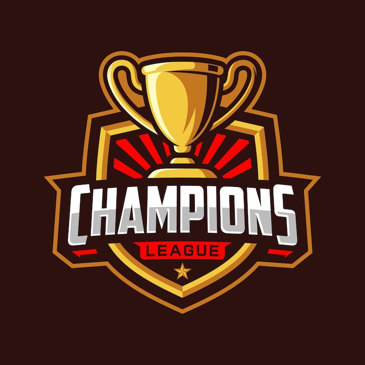Vetor logotipo da liga esportiva campeã emblema emblema gráfico com troféu