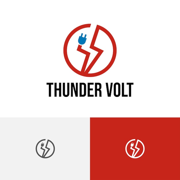 Logotipo da linha circular do plugue de energia elétrica Thunder Volt