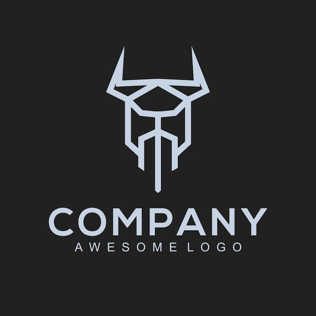 Logotipo da linha de contorno simples da cabeça dos vikings