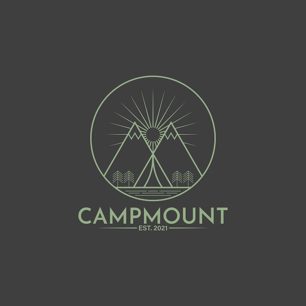 Logotipo da linha vintage de acampamento de montanha