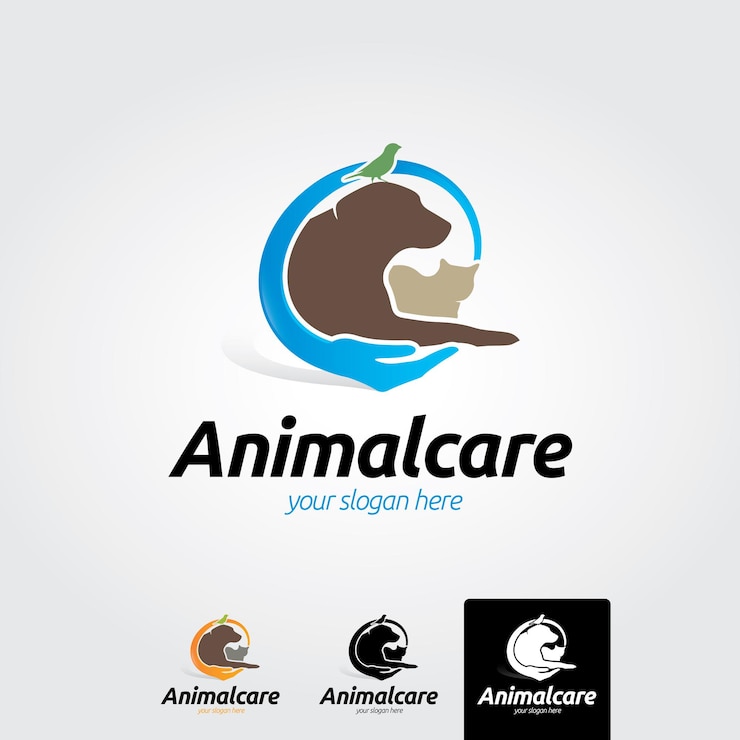 Vetor logótipo da loja de animais animais gato cão papagaio ilustração vetorial