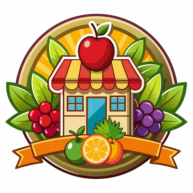 logotipo da loja de frutas vetor para a loja de fritas