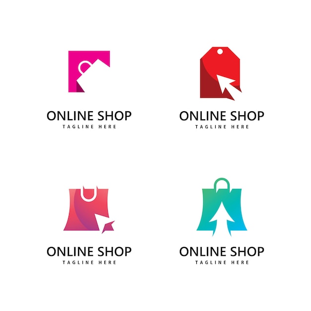 Logotipo da loja de sacola de compras. design de logotipo de compras online