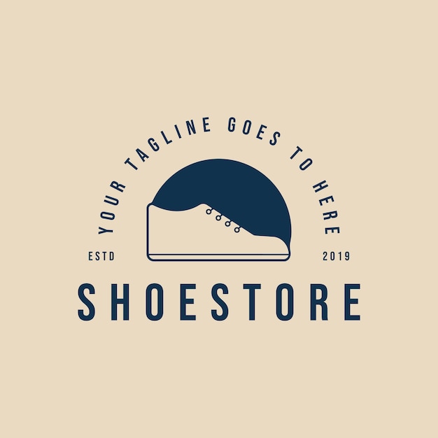 logotipo da loja de sapatos sapato casual ícone minimalista modelo de design de ilustração vetorial