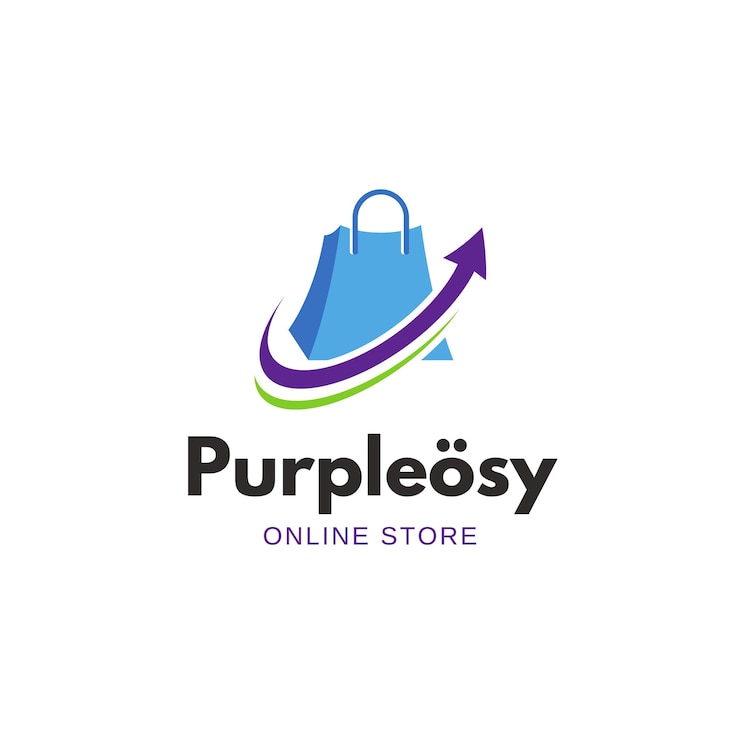 Vetor logotipo da loja on-line de saco azul e roxo do vetor gratuito