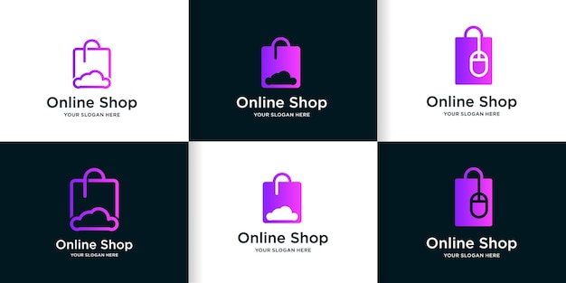 Logotipo da loja online com ideia de nuvem e mouse