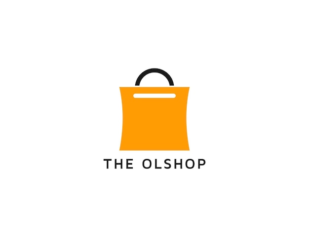 Logótipo da loja online com ilustração de saco de compras