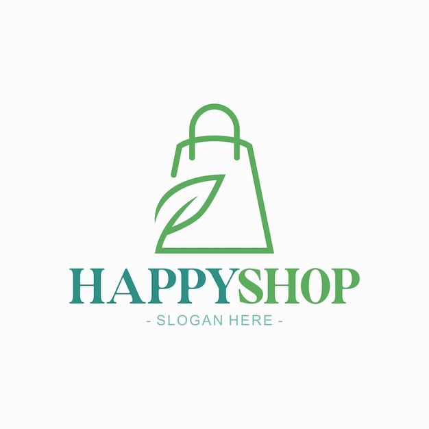 Logotipo da loja verde e sinal no estilo de arte de linha mínima