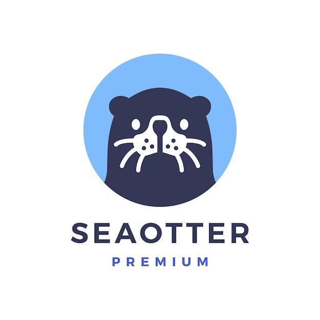 Vetor logotipo da lontra marinha mascote redondo ícone vetorial de desenho animado ilustração