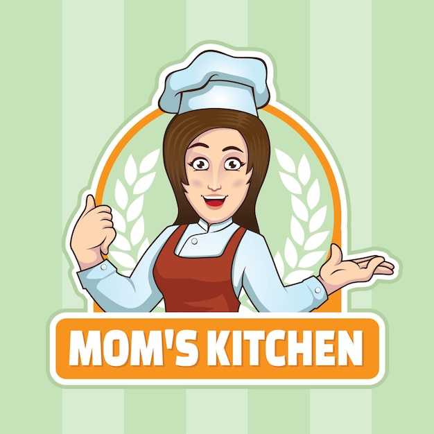 Logotipo da mamãe cozinha mulher chef