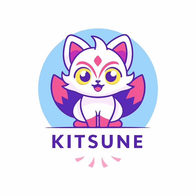 Logotipo da Mascote Adorável Kitsune