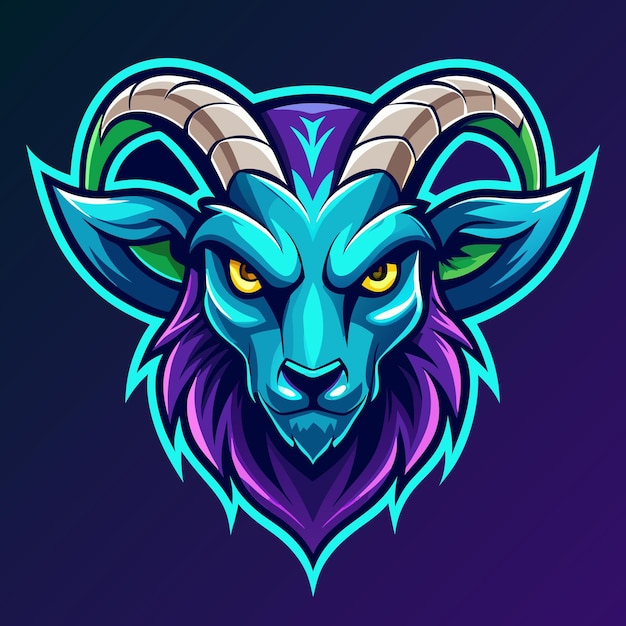 Logotipo da mascote azul do Goat Esport