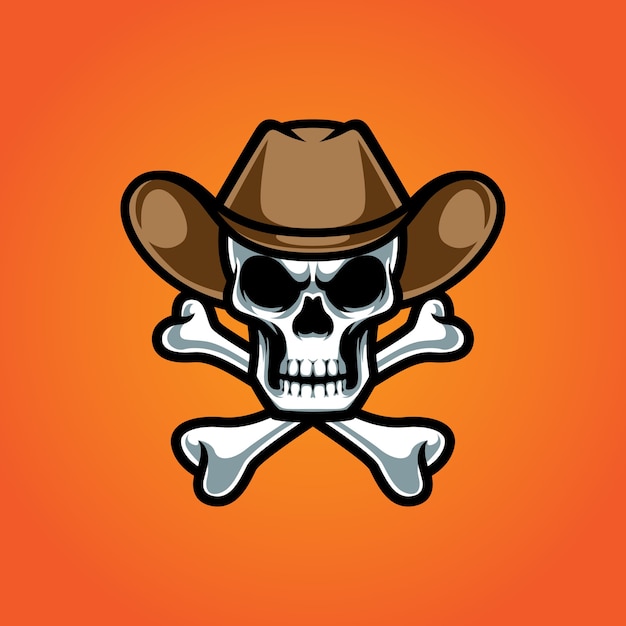 Logotipo da mascote cowboy cross bone