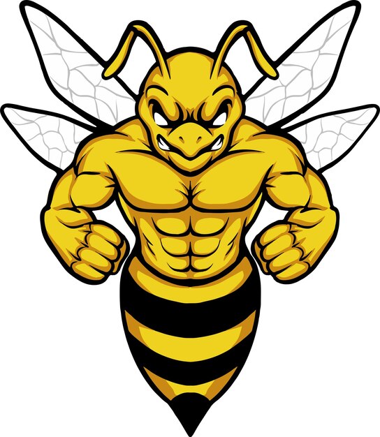 Vetor logotipo da mascote da abelha-vermelha isolado