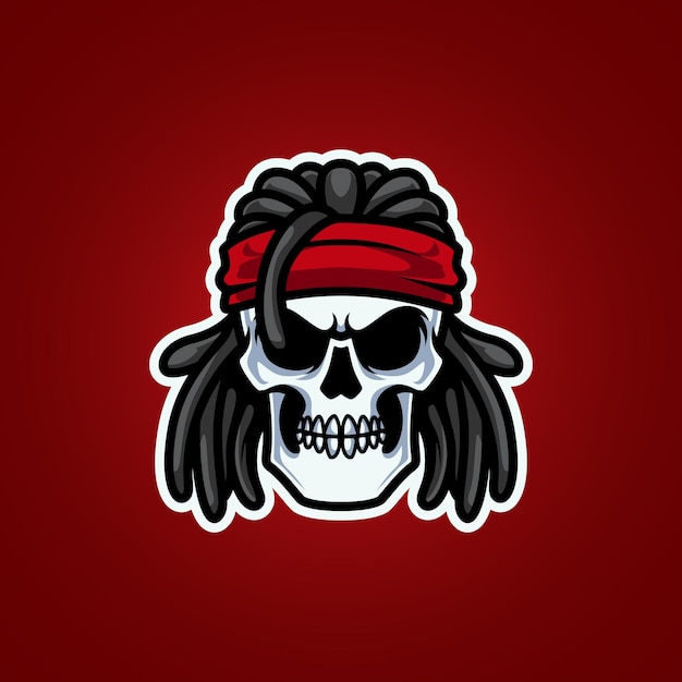 Logotipo da mascote da cabeça do rocker skull