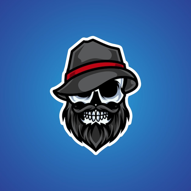 Logotipo da mascote da cabeça do skull mafia